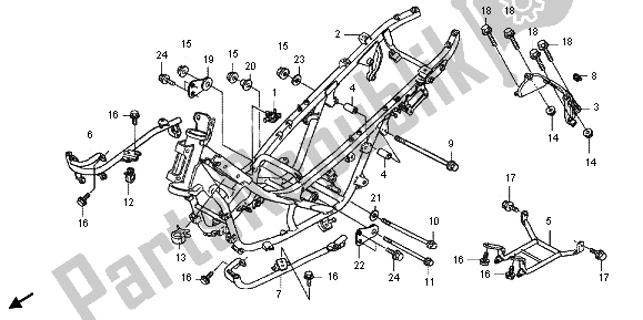 Alle onderdelen voor de Frame Lichaam van de Honda FJS 600A 2012