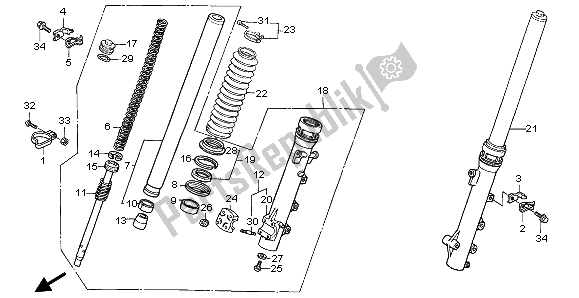 Todas las partes para Tenedor Frontal de Honda XL 650V Transalp 2003