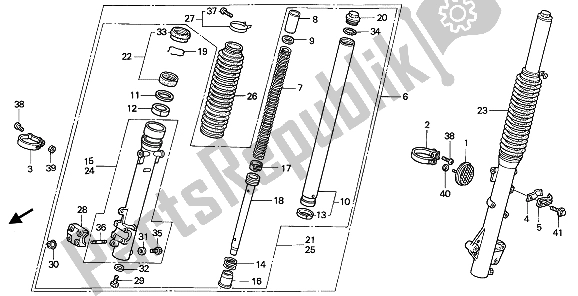 All parts for the Front Fork of the Honda NX 650 1993