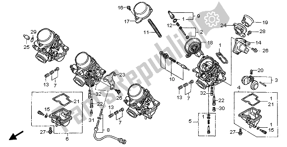 Toutes les pièces pour le Carburateur (composants) du Honda CBF 600 SA 2006