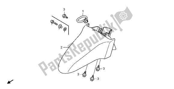 All parts for the Front Fender of the Honda NHX 110 WH 2009