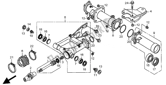 Alle onderdelen voor de Achterbrug van de Honda TRX 500 FE Foretrax Foreman ES 2010