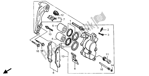 All parts for the Front Brake Caliper of the Honda CR 500R 2000