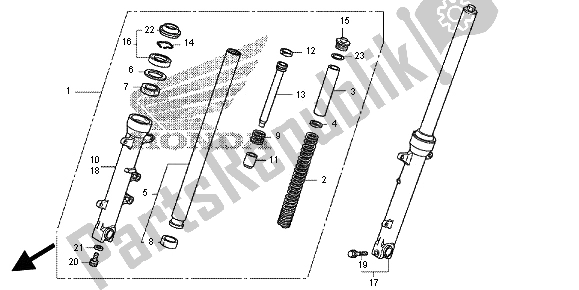 All parts for the Front Fork of the Honda NC 700D 2012