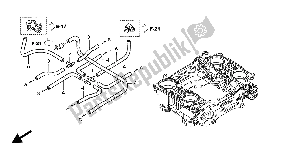 All parts for the Throttle Body (tubing) of the Honda VFR 800A 2004