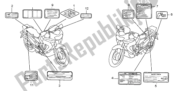 All parts for the Caution Label of the Honda XL 650V Transalp 2006