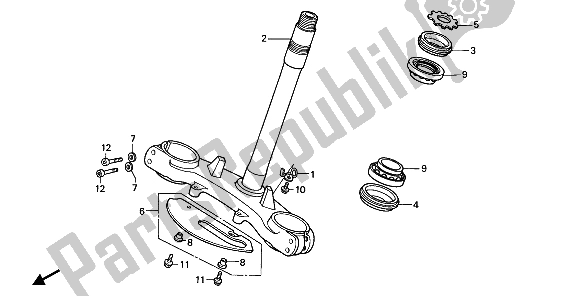 All parts for the Steering Stem of the Honda NX 250 1989