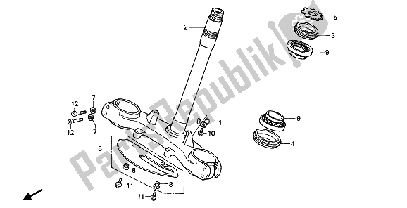 All parts for the Steering Stem of the Honda NX 250 1989