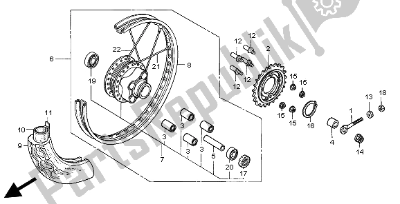 All parts for the Rear Wheel of the Honda CG 125 1998