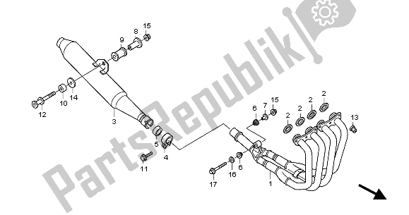 All parts for the Exhaust Muffler of the Honda CBF 600S 2005