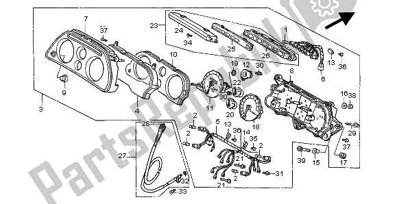 All parts for the Meter (kmh) of the Honda ST 1100 1998