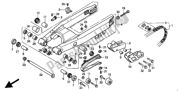 Todas las partes para Basculante de Honda CR 500R 2 1993