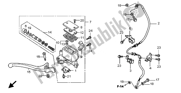 All parts for the Fr. Brake Master Cylinder of the Honda SH 300 2010
