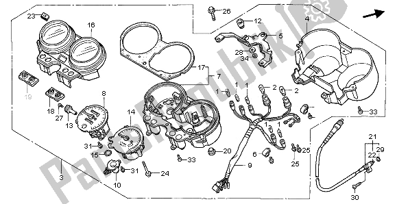 All parts for the Meter (mph) of the Honda CB 750F2 1996