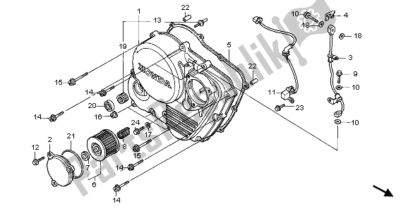 All parts for the Right Crankcase Cover of the Honda XR 600R 1998