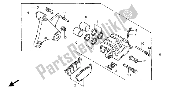 All parts for the Rear Brake Caliper of the Honda GL 1500C 1999