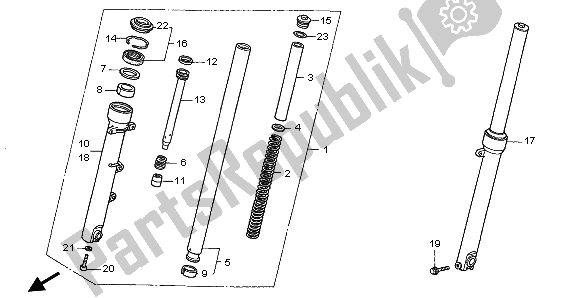 All parts for the Front Fork of the Honda CB 500 2002