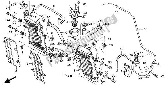 All parts for the Radiator & Thermostat of the Honda XR 650R 2001