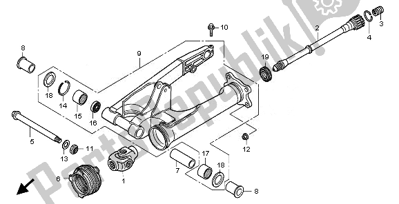 All parts for the Swingarm of the Honda NT 700 VA 2010