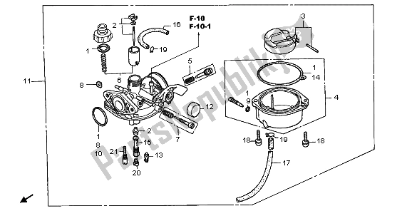 Todas as partes de Carburador do Honda XR 70R 1998