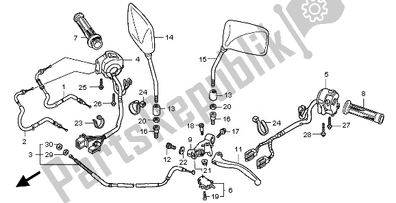 Toutes les pièces pour le Levier De Poignée Et Interrupteur Et Câble du Honda CBF 600N 2010