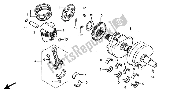 All parts for the Crankshaft & Piston of the Honda CBF 500A 2008