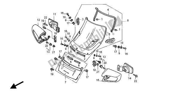 All parts for the Wind Screen of the Honda ST 1100 2001