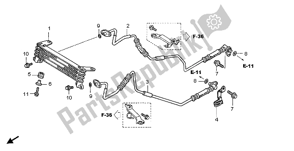 All parts for the Oil Cooler of the Honda VFR 800A 2007