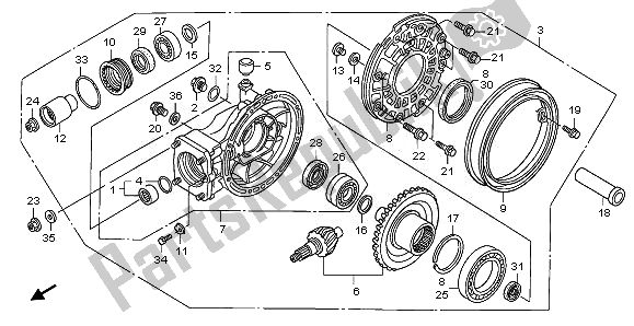 All parts for the Final Driven Gear of the Honda ST 1300 2008