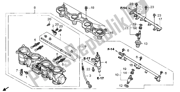 Alle onderdelen voor de Gasklephuis van de Honda CBR 600 RR 2006