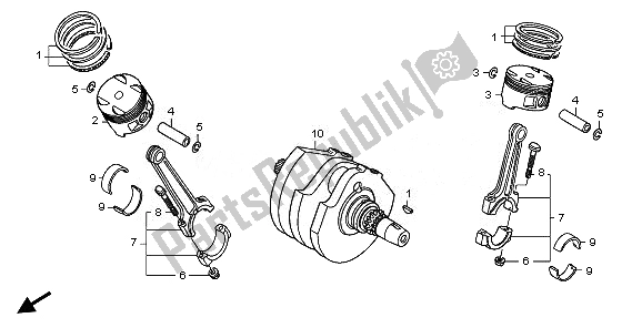 All parts for the Crankshaft & Piston of the Honda XL 700V Transalp 2008