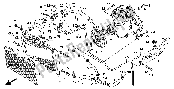 Alle onderdelen voor de Radiator van de Honda CB 600 FA Hornet 2007