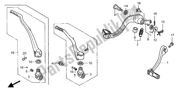 All parts for the Pedal & Kick Starter Arm of the Honda CRF 450X 2007