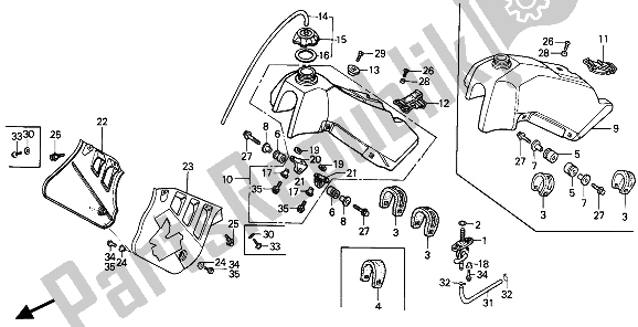 Todas las partes para Depósito De Combustible de Honda CR 125R 1986