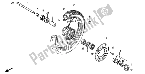All parts for the Front Wheel of the Honda VT 600 1992