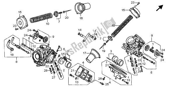 Todas las partes para Carburador (componentes) de Honda VT 1100C3 1998