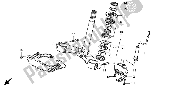 Tutte le parti per il Gambo Dello Sterzo del Honda GL 1800 2010