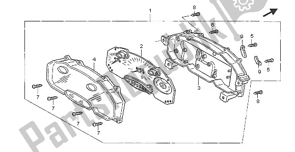 All parts for the Speedometer (kmh) of the Honda FJS 600D 2005