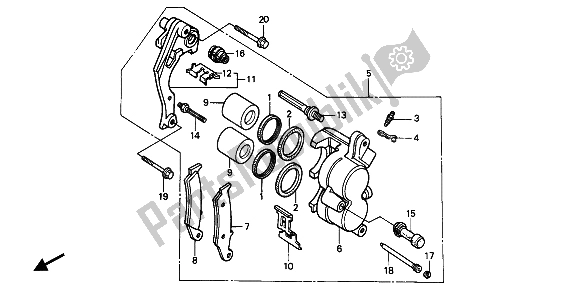 Todas las partes para Pinza De Freno Delantero de Honda CR 125R 1988