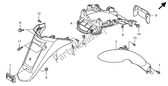 All parts for the Rear Fender of the Honda PES 150 2006