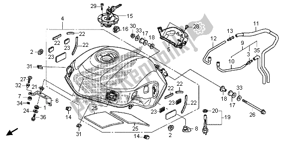 Alle onderdelen voor de Benzinetank van de Honda VFR 1200 XD 2012