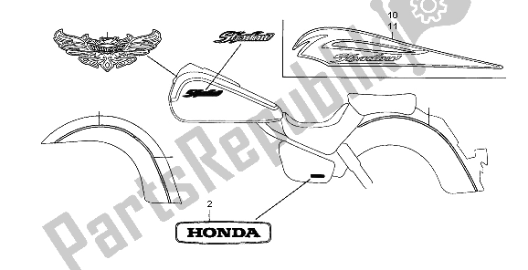 Alle onderdelen voor de Mark van de Honda VT 750C 2007