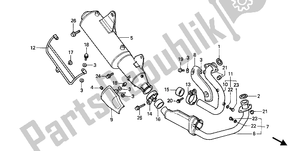 All parts for the Exhaust Muffler of the Honda XRV 750 Africa Twin 1992