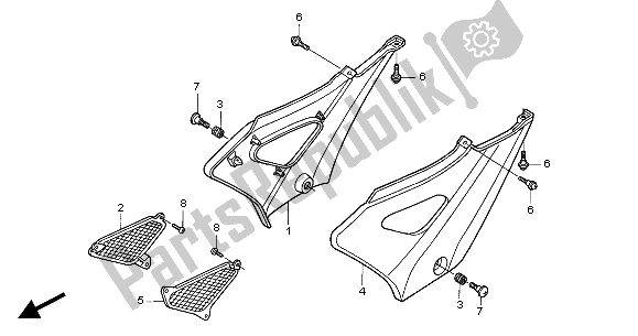 All parts for the Side Cover of the Honda CBF 250 2004