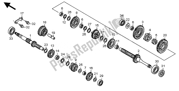 All parts for the Transmission of the Honda TRX 250X 2010