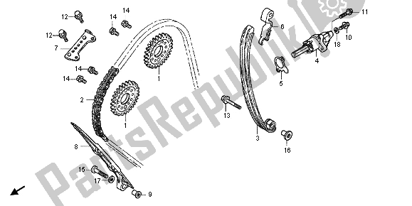 Todas as partes de Corrente De Came E Tensor do Honda CBR 1000 RR 2012