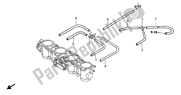 Alle onderdelen voor de Gasklephuis (slangen) van de Honda CBR 600F 2003