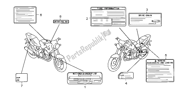 Tutte le parti per il Etichetta Di Avvertenza del Honda CBF 250 2006