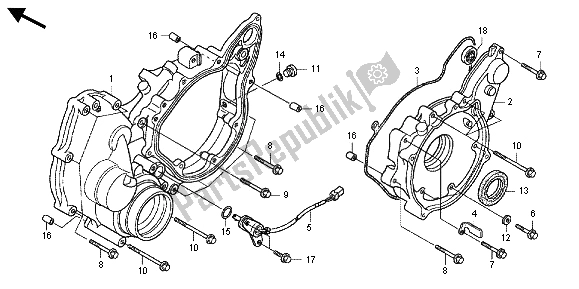 Tutte le parti per il Coperchio Del Carter Posteriore del Honda TRX 500 FPA Foreman Rubicon WP 2013