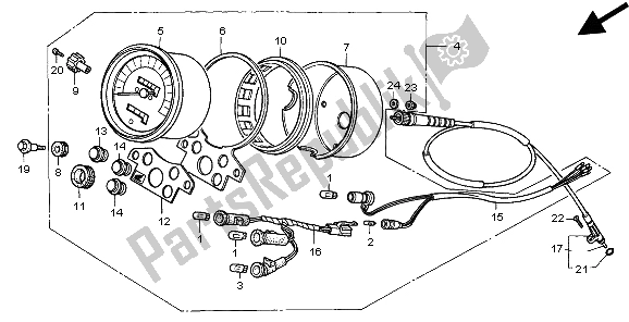 All parts for the Meter (mph) of the Honda CA 125 1999